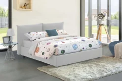 Letto matrimoniale contenitore bianco 190x215cm rivestito in tessuto - Alizarin