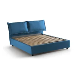 Letto matrimoniale contenitore blu 175x205cm sfoderabile - Anjin