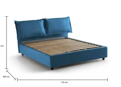 Letto matrimoniale contenitore blu 175x205cm sfoderabile - Anjin