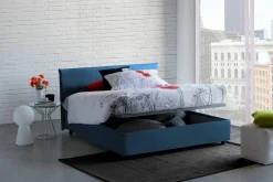 Letto matrimoniale contenitore blu 175x205cm struttura in legno - Ashlee