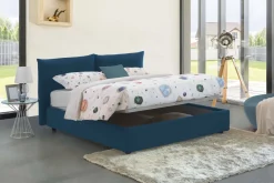 Letto matrimoniale contenitore blu 190x225cm sfoderabile - Aghineo