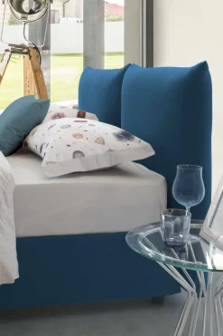 Letto matrimoniale contenitore blu 190x225cm sfoderabile - Aghineo
