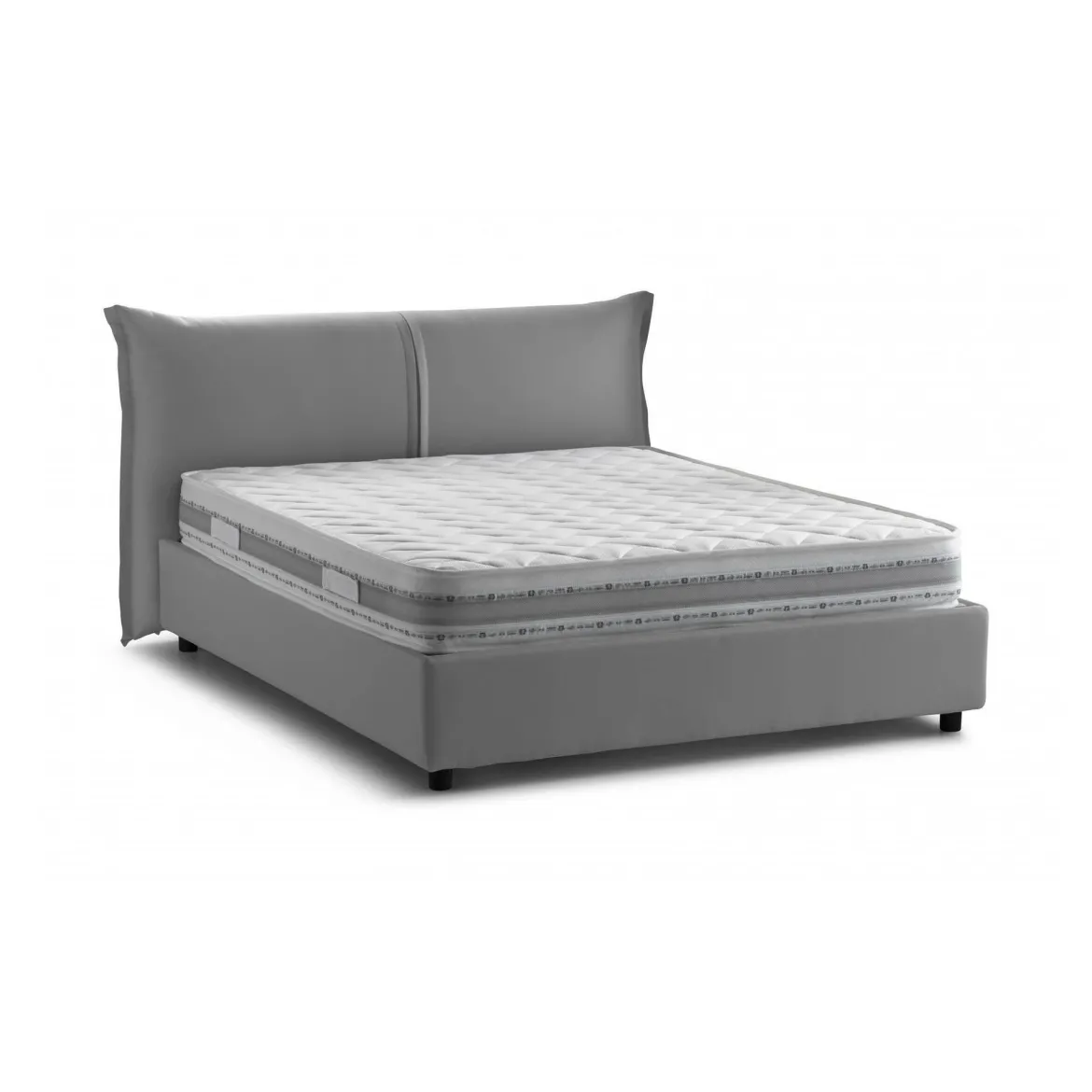 Letto matrimoniale contenitore grigio 175x205cm sfoderabile - Anjin