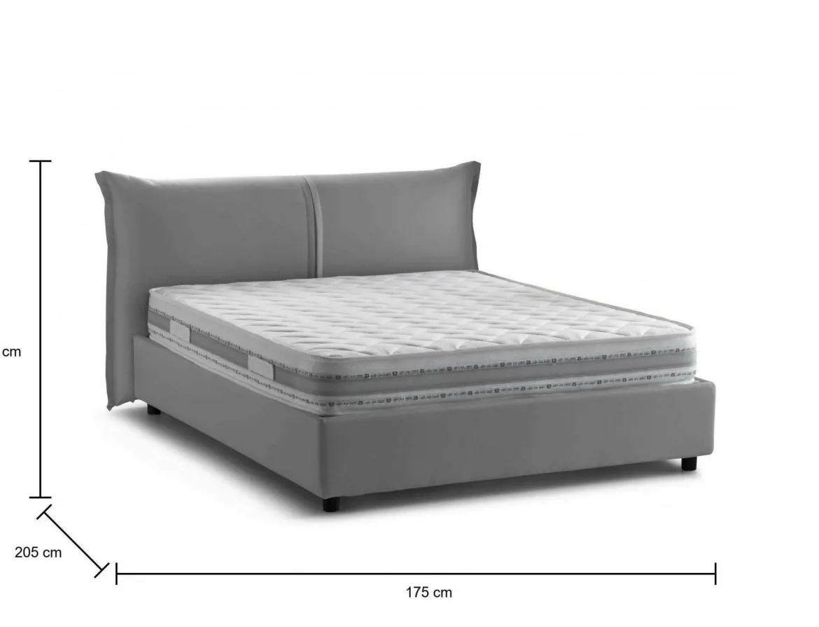 Letto matrimoniale contenitore grigio 175x205cm sfoderabile - Anjin