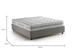 Letto matrimoniale contenitore grigio 175x215cm minimal - Alessander