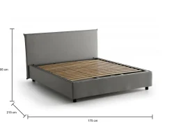 Letto matrimoniale contenitore grigio 175x215cm rivestimento lavabile - Apaia