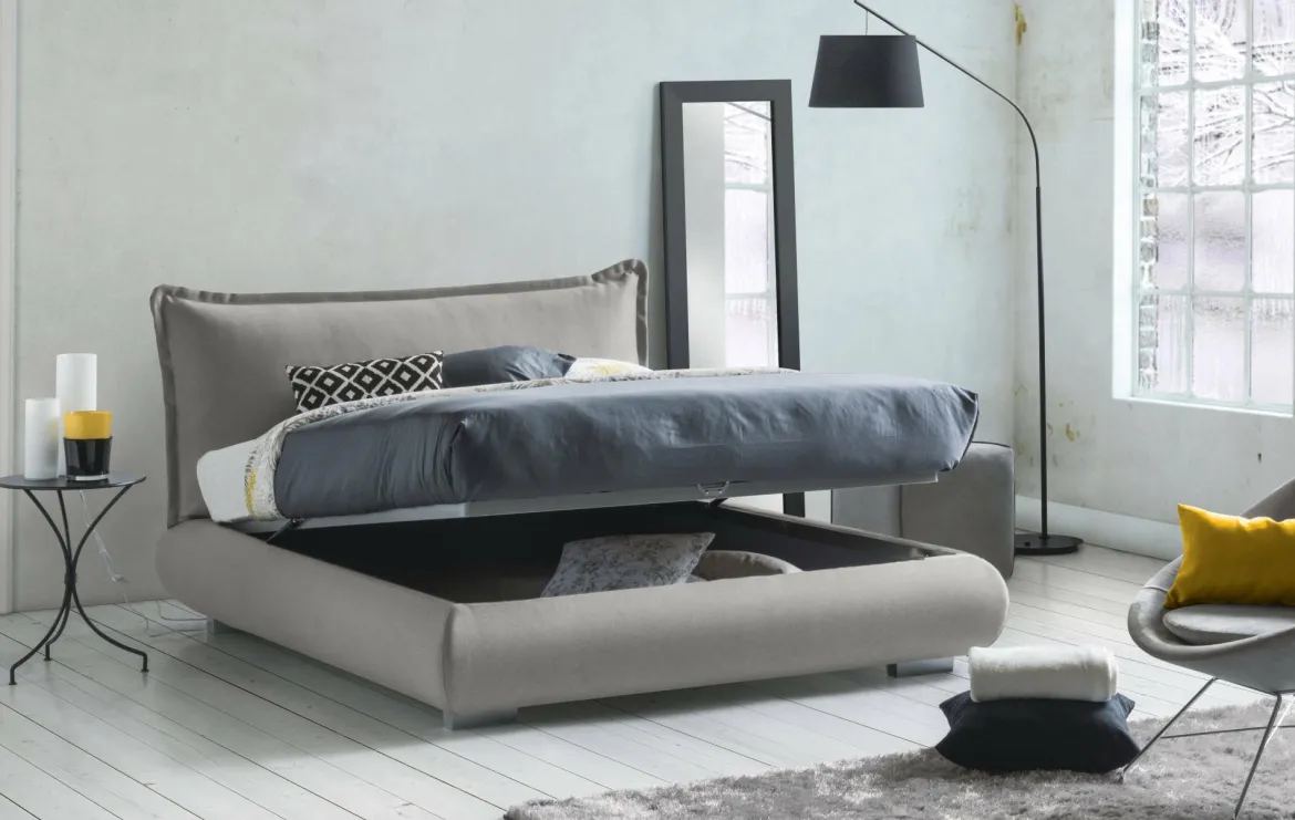Letto matrimoniale contenitore grigio 190x215cm - Arpino