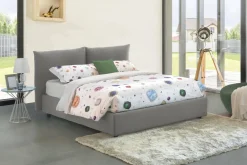 Letto matrimoniale contenitore grigio 190x215cm rivestito in tessuto - Alizarin