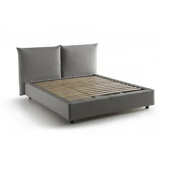 Letto matrimoniale contenitore grigio 190x215cm rivestito in tessuto - Alizarin