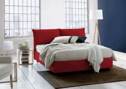Letto matrimoniale contenitore rosso 175x205cm testiera imbottita - Amelinda