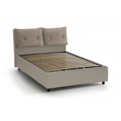 Letto matrimoniale contenitore tortora 175x205cm con testiera imbottita - Mercede