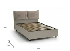 Letto matrimoniale contenitore tortora 175x205cm con testiera imbottita - Mercede