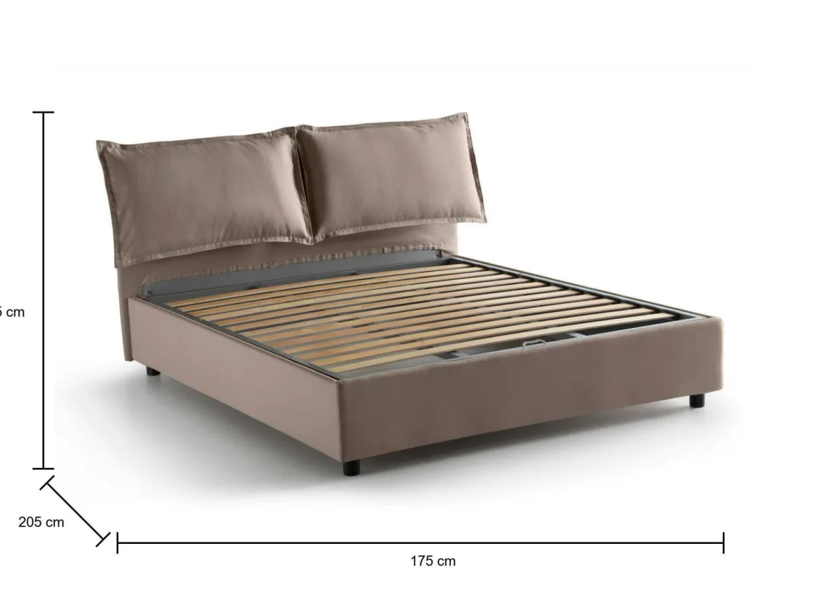 Letto matrimoniale contenitore tortora 175x205cm rivestimento in ecopelle - Hanoi
