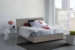 Letto matrimoniale contenitore tortora 175x205cm rivestimento in tessuto - Abbaione