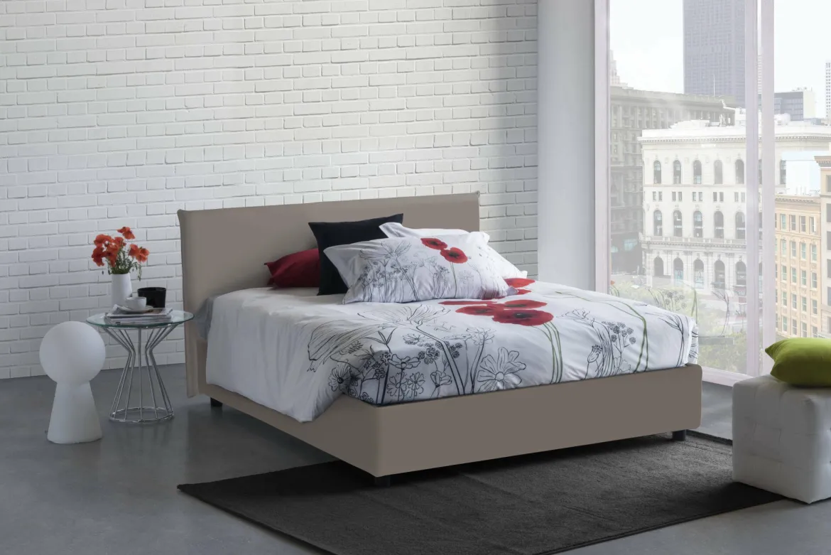 Letto matrimoniale contenitore tortora 175x215cm resistente - Ambassador
