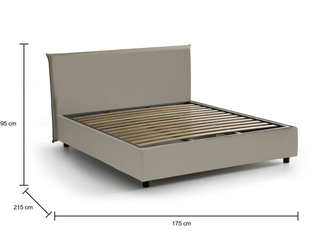 Letto matrimoniale contenitore tortora 175x215cm resistente - Ambassador