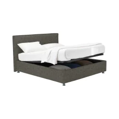 Letto Matrimoniale Grigio Antracite Sfoderabile Contenitore, Dimensione Materasso 160x190 cm Made in Italy - Issime