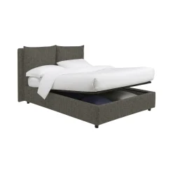 Letto Matrimoniale Grigio Antracite Sfoderabile Contenitore, Dimensione Materasso 160x190 cm Made in Italy - Riesi