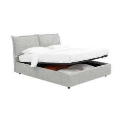 Letto Matrimoniale Grigio Chiaro Sfoderabile Contenitore, Dimensione Materasso 160x190 cm - Calcio
