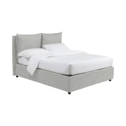 Letto Matrimoniale Grigio Chiaro Sfoderabile Contenitore, Dimensione Materasso 160x190 cm - Riesi