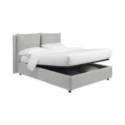 Letto Matrimoniale Grigio Chiaro Sfoderabile Contenitore, Dimensione Materasso 160x200 cm - Davoli
