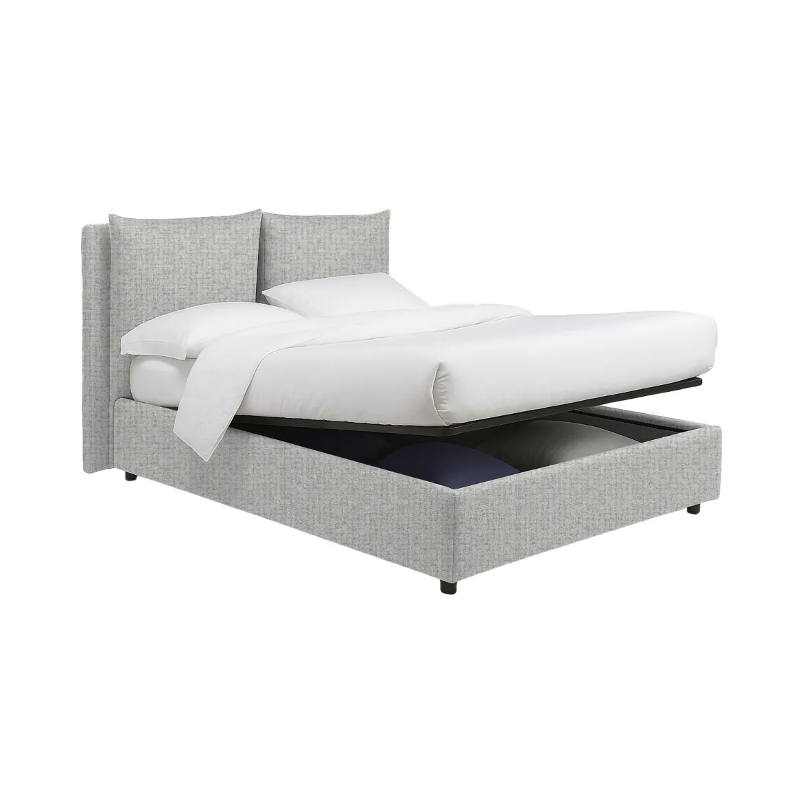 Letto Matrimoniale Grigio Chiaro Sfoderabile Contenitore, Dimensione Materasso 160x200 cm - Davoli