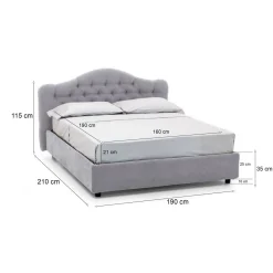 Letto Matrimoniale Grigio Materasso Incluso Sfoderabile, Contenitore Made in Italy - Allik