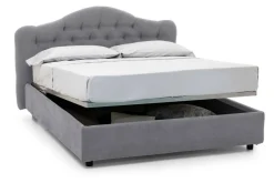 Letto Matrimoniale Grigio Materasso Incluso Sfoderabile, Contenitore Made in Italy - Allik