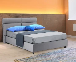 Letto Matrimoniale Grigio Materasso Incluso Sfoderabile, Contenitore Made in Italy - Asica