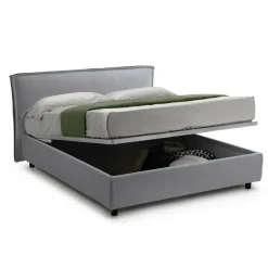 Letto Matrimoniale Grigio Materasso Incluso Sfoderabile, Contenitore Made in Italy - Bruzolo