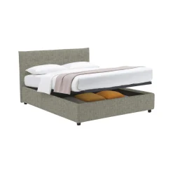 Letto Matrimoniale Grigio Sabbia Sfoderabile Contenitore, Dimensione Materasso 160x190 cm Made in Italy - Colere