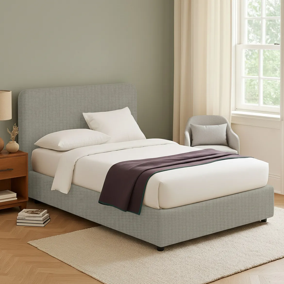 Letto Matrimoniale Grigio Sabbia Sfoderabile Contenitore, Dimensione Materasso 160x190 cm Made in Italy - Issime