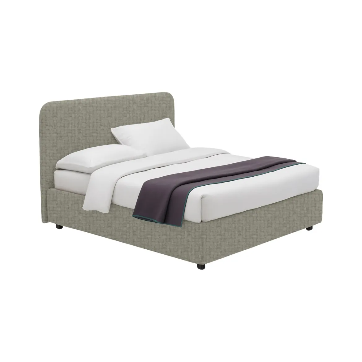 Letto Matrimoniale Grigio Sabbia Sfoderabile Contenitore, Dimensione Materasso 160x190 cm Made in Italy - Issime