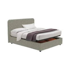 Letto Matrimoniale Grigio Sabbia Sfoderabile Contenitore, Dimensione Materasso 160x190 cm Made in Italy - Issime