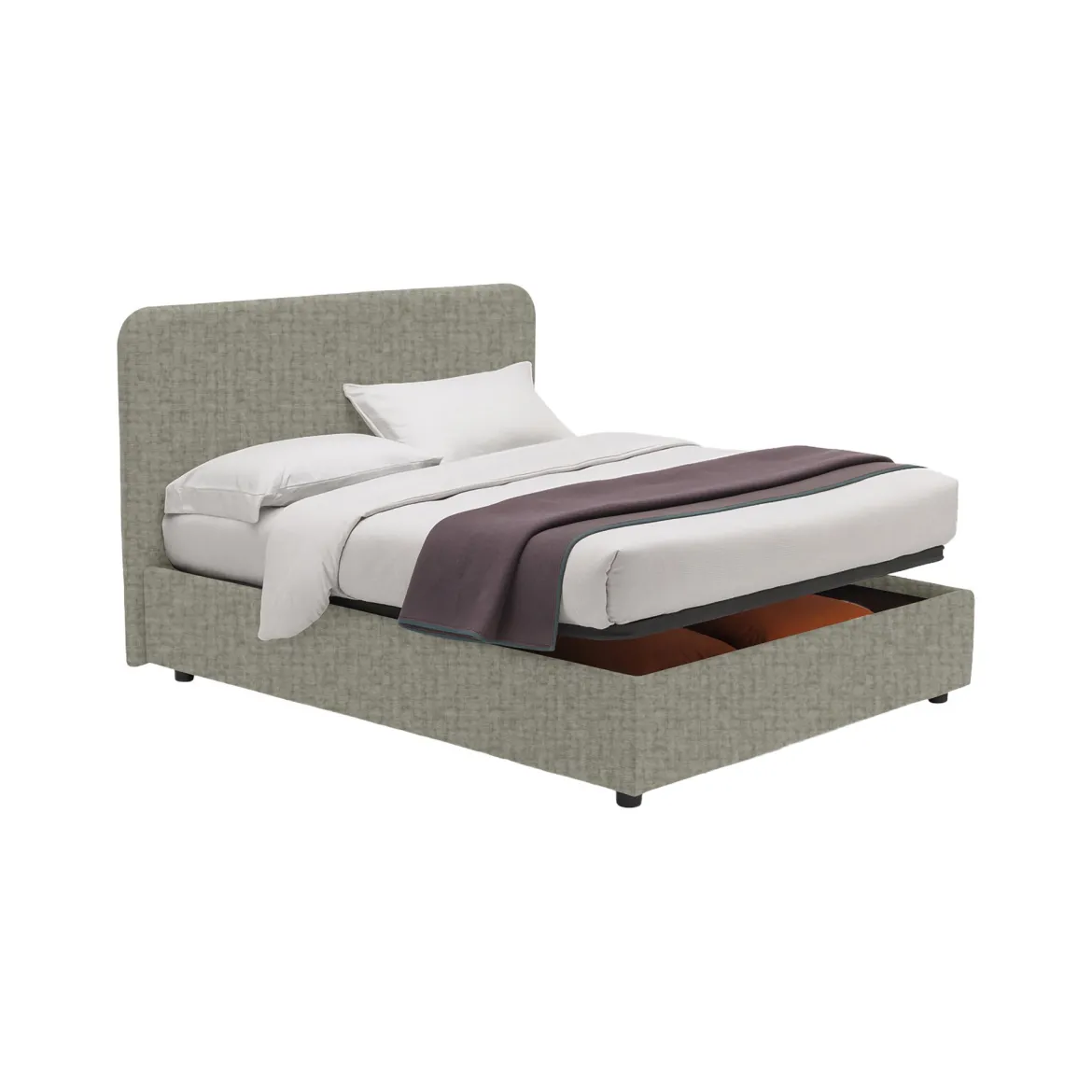 Letto Matrimoniale Grigio Sabbia Sfoderabile Contenitore, Dimensione Materasso 160x190 cm Made in Italy - Issime