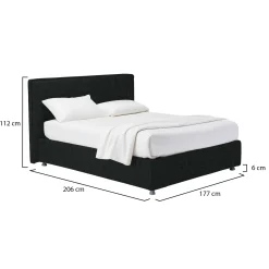 Letto Matrimoniale Grigio Scuro Sfoderabile Contenitore, Dimensione Materasso 160x190 cm - Fasanella