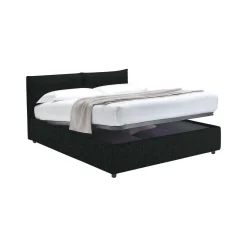 Letto Matrimoniale Grigio Scuro Sfoderabile Contenitore, Dimensione Materasso 160x190 cm - Levice