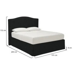 Letto Matrimoniale Grigio Scuro Sfoderabile Contenitore, Dimensione Materasso 160x190 cm - Turania