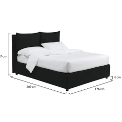 Letto Matrimoniale Grigio Scuro Sfoderabile Contenitore, Dimensione Materasso 160x200 cm - Davoli