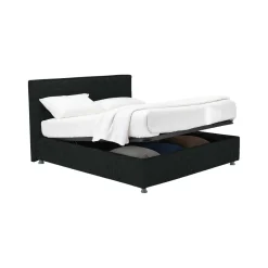 Letto Matrimoniale Grigio Scuro Sfoderabile Contenitore, Dimensione Materasso 160x200 cm - Melilli