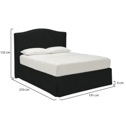 Letto Matrimoniale Grigio Scuro Sfoderabile Contenitore, Dimensione Materasso 160x200 cm - Orgiano