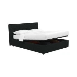 Letto Matrimoniale Grigio Scuro Sfoderabile Contenitore, Dimensione Materasso 160x200 cm - Peia