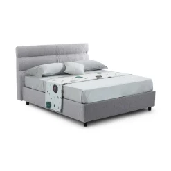 Letto Matrimoniale Grigio Sfoderabile Contenitore, Dimensione Materasso 160x190 cm Made in Italy - Brienno