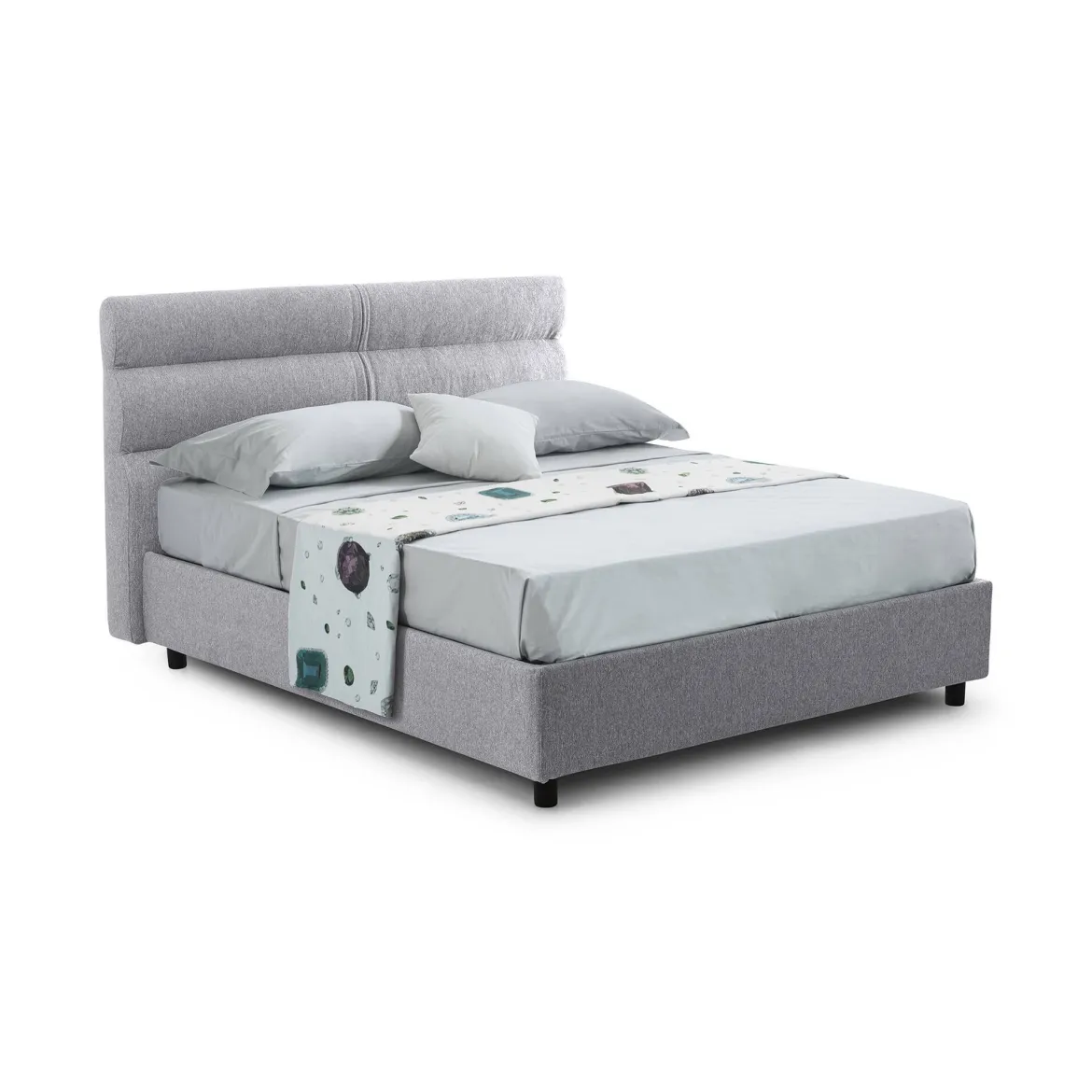 Letto Matrimoniale Grigio Sfoderabile Contenitore, Dimensione Materasso 160x200 cm Made in Italy - Bubbio
