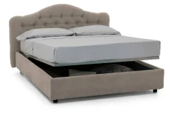 Letto Matrimoniale Grigio Tortora Materasso Incluso Sfoderabile, Contenitore Made in Italy - Alfer