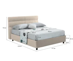 Letto Matrimoniale Grigio Tortora Materasso Incluso Sfoderabile, Contenitore Made in Italy - Brunate