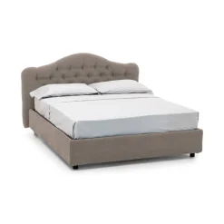 Letto Matrimoniale Grigio Tortora Sfoderabile Contenitore, Dimensione Materasso 160x200 cm Made in Italy - Aly