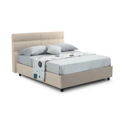 Letto Matrimoniale Grigio Tortora Sfoderabile Contenitore, Dimensione Materasso 160x200 cm Made in Italy - Briaglia