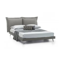 Letto matrimoniale grigio 180x220cm imbottito - Anatoly
