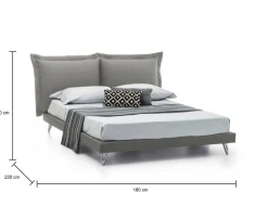 Letto matrimoniale grigio 180x220cm imbottito - Anatoly